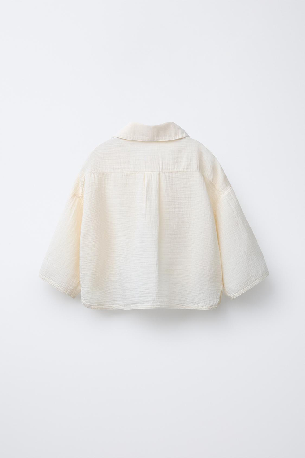 ZARA РУБАШКА ИЗ ТКАНИ БАМБУЛА, ЭКРЮ