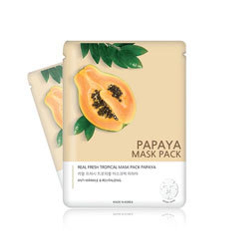 Тканевая маска с экстрактом папайи JINGNANI Real Fresh Tropical Mask Papaya