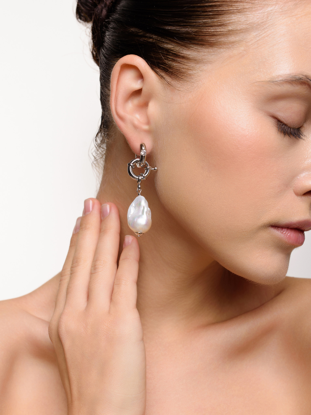 Серьги "Drop Pearl" Silver