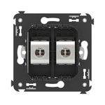 Компьютерная розетка RJ-45 без шторки в стену, кат.5e двойная экранированная, "Avanti", "Черный матовый"