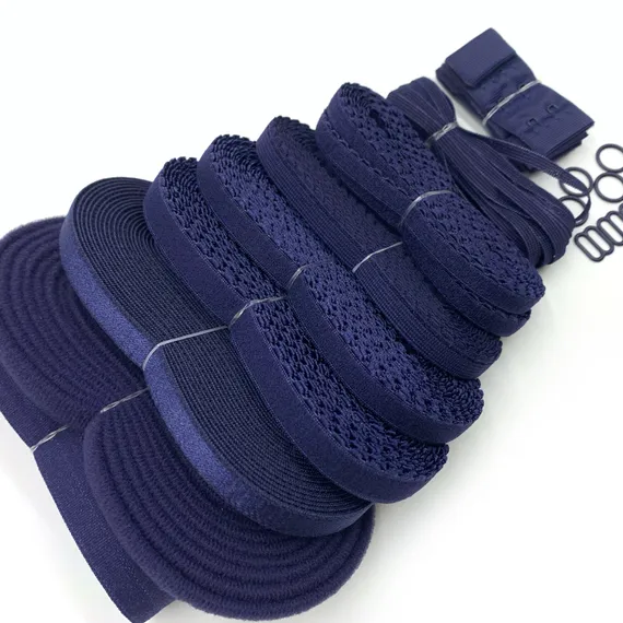 Набор фурнитуры для пошива нижнего белья (темно-синий)