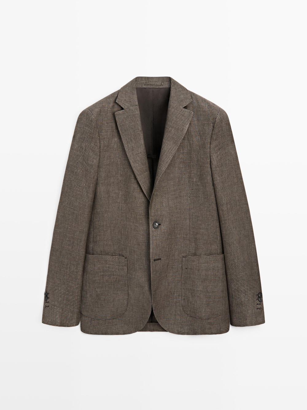 Massimo Dutti Льняной блейзер с карманами, охра