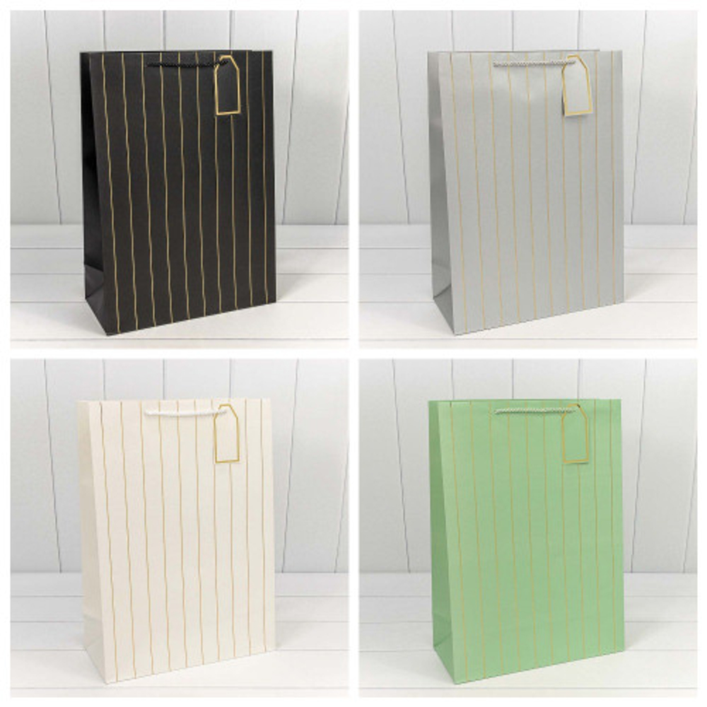 Пакет подарочный 31х42х12см "Полосы" с тиснением (Микс)
