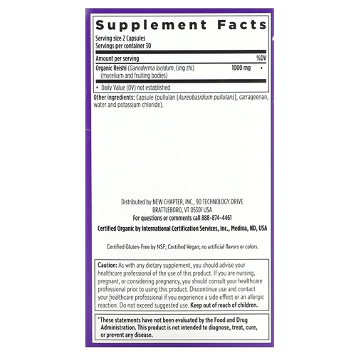 New Chapter, Рейши, 60 веганских капсул