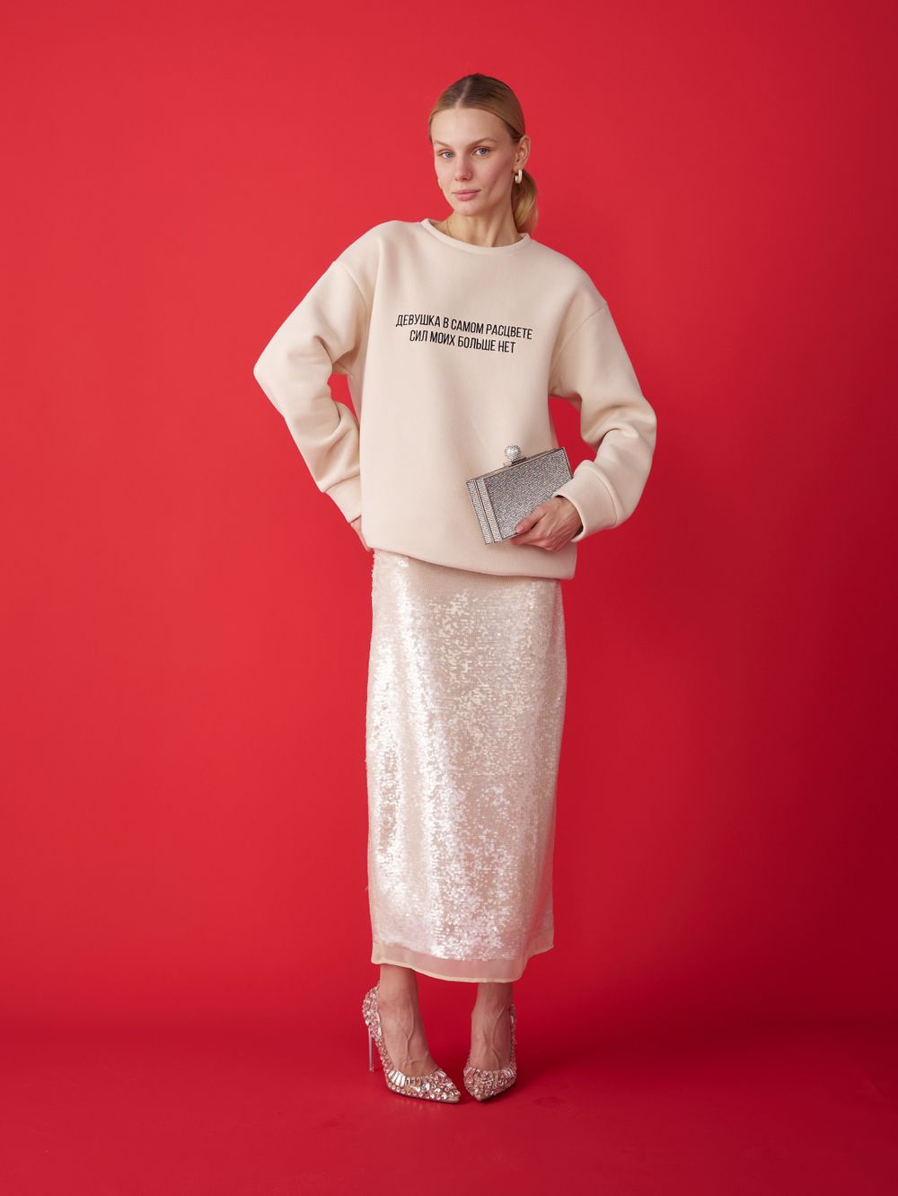 ЮБКА В ПАЙЕТКАХ PASTEL BEIGE