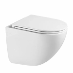 Унитаз подвесной ABBER Bequem AC1131TC-AC0105-AC0120MW белый/кнопка белая матовая, с крышкой микролифт, с инсталляцией, безободковый, слив-торнадо