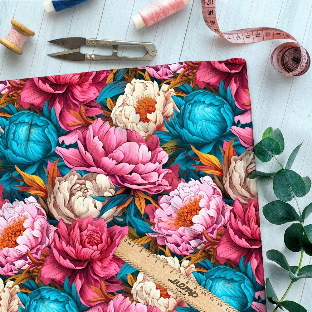 Ткань Ниагара Софт разноцветие роз