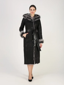 Дубленка зимняя натуральная с капюшоном длинная и теплая