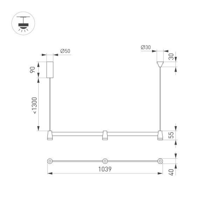 Подвесной светодиодный светильник Arlight SP-Elizeo-S1000-16W Warm3000 036593