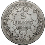 France, 2 Francs, 1871 – "Cérès" (Paris Mint), F