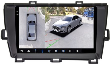 Магнитола для Toyota Prius 30 2009-2015 (левый руль, рамка черная) - FarCar BX3025M-360 монитор 9.5" 2K QLED на Android 13, 6Гб+128Гб, CarPlay, 4G SIM-слот, 4 камеры в комплекте