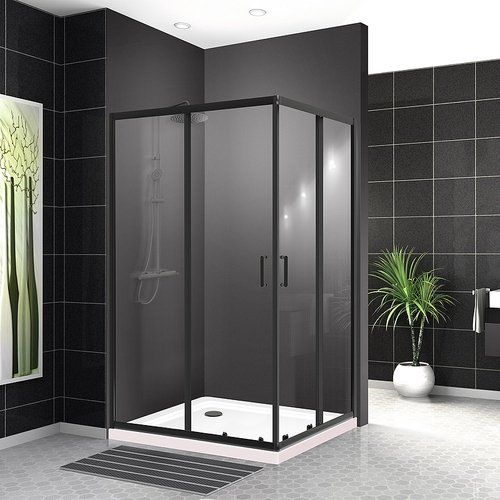 Душевой уголок BelBagno Uno 120х100 UNO-195-AH-2-120/100-C-NERO профиль Черный матовый стекло прозрачное