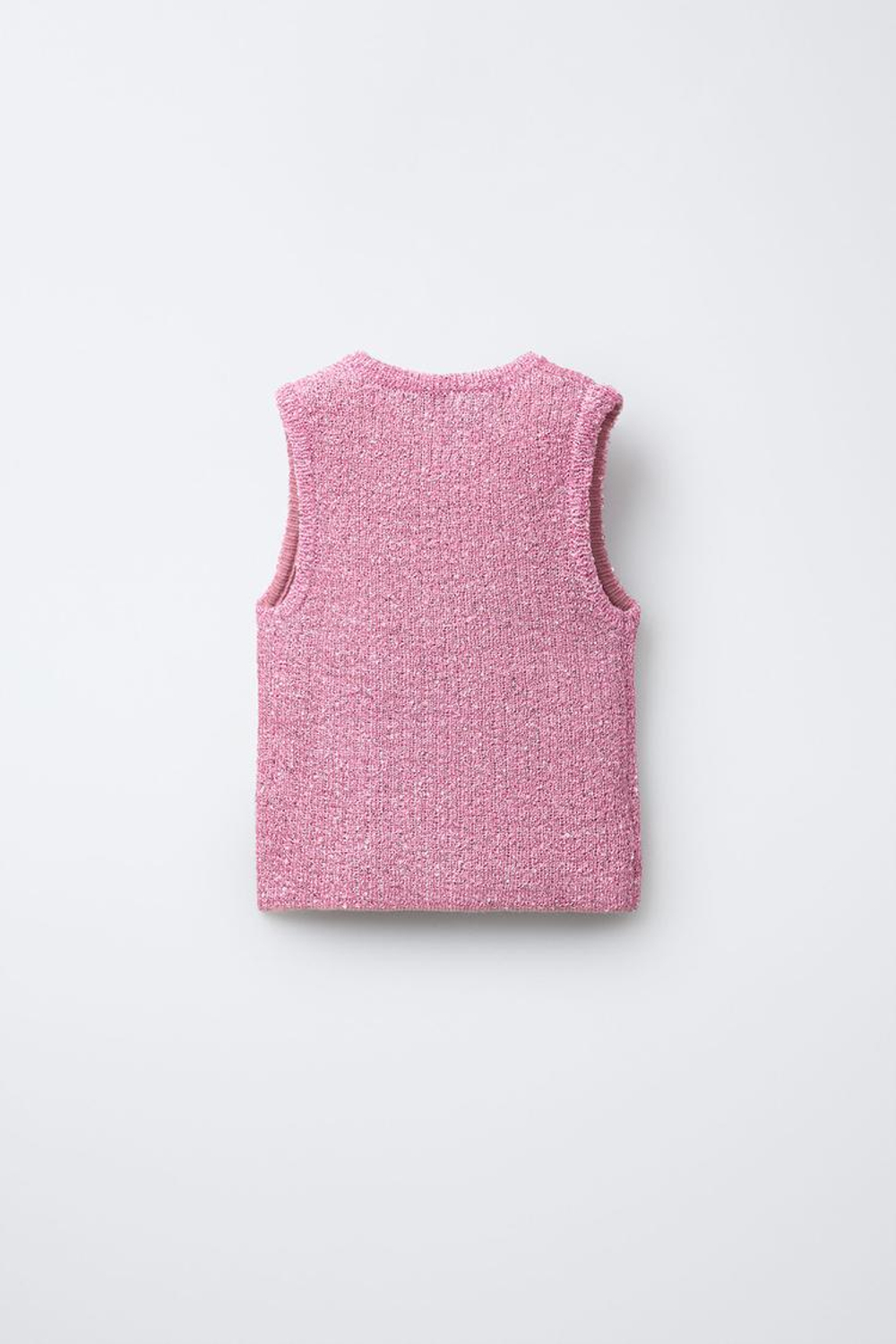 ZARA ТРИКОТАЖНЫЙ ТОП С ПАЙЕТКАМИ, РОЗОВЫЙ