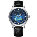 VAN GOGH Van Gogh Collection Starry Night Wrist Watch Quartz Movement Genuine Leather Fabric Strap Blue Dial
