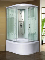 Душевая кабина МОНОМАХ  МОНОМАХ XL 120/80/44 МЗ L 120х80 см,  прозрачное с рисунком стекло, поддон высокий, с крышей, левосторонняя
