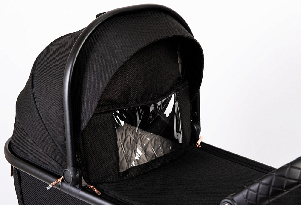 Детская коляска Peppy Tecla 3 в 1 с автокреслом First black Rose Black Черный