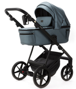 Детская коляска Adamex Vasco Deluxe 2 в 1 V-SM18 (ГОЛУБОЙ МЕТАЛИК КОЖА)
