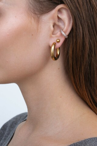 Серьги-кольца объёмные 16 мм /silver tone/