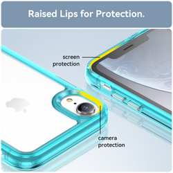 Усиленные чехол с боковыми рамками бирюзового цвета для iPhone XR, мягкий отклик кнопок