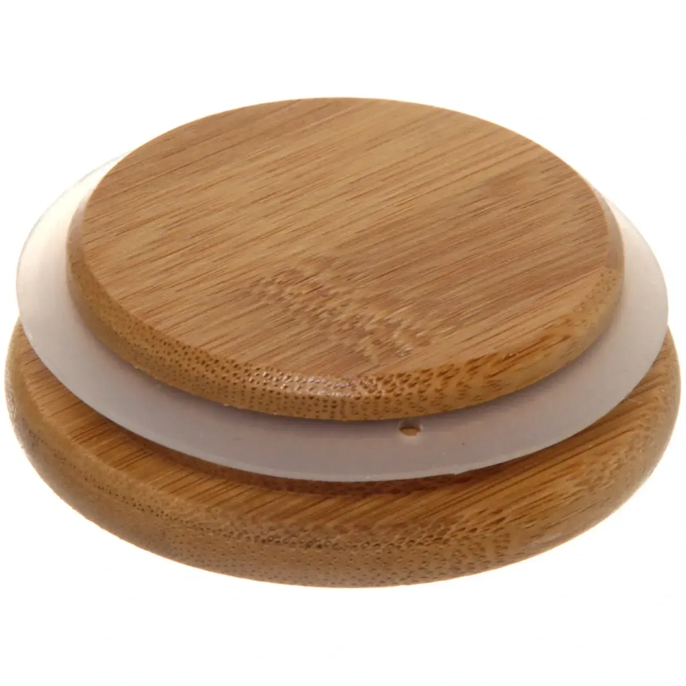 Банка для продуктов стеклянная 300мл «Хай-Тек» с бамбуковой крышкой 6,5*12см