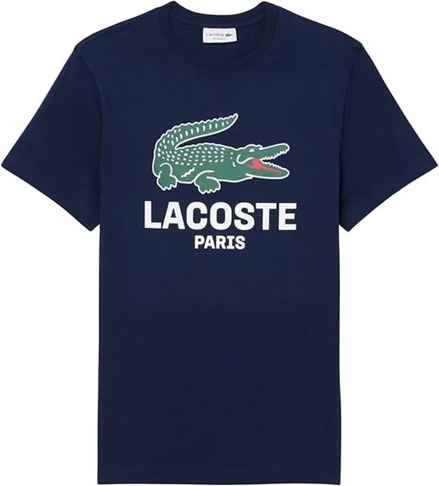 Мужская теннисная футболка Lacoste Printed Cotton - navy blue