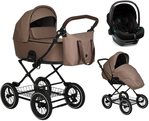 Детская коляска Roan Bass Next Classic d12 3 в 1 с автокреслом Tutis Elo Lux Black RCL265/1 Raisin Mood