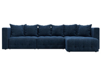 Диван угловой Лига-052 НПБ Лонг угол универсальный, BRUT 11 ВЕЛЮР синий