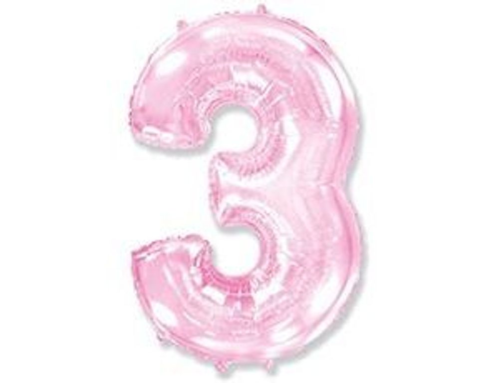 FM Шар 40'' / 102 см "Цифра 3" Розовый Макарунс (БГ-60)