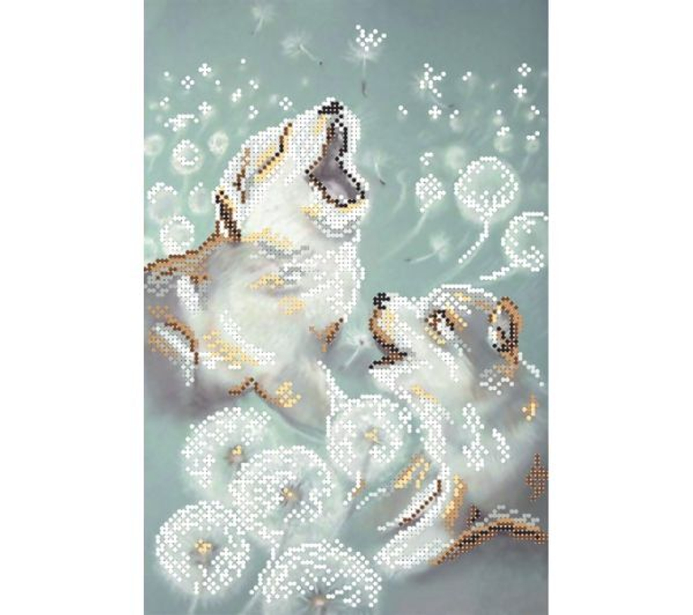 "Щенки в одуванчиках"-4011 ткань с нанесенным рисунком