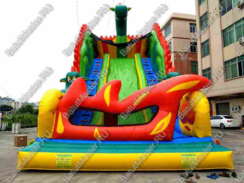 Коммерческий надувной батут-горка "Огненный дракон" 15*7*9 м