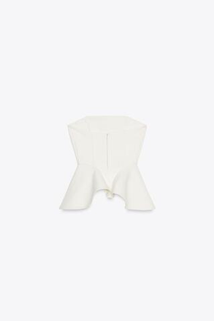 ZARA ТОП БЕЗ БРЕТЕЛЕЙ ИЗ ТКАНИ ИНТЕРЛОК, ЭКРЮ