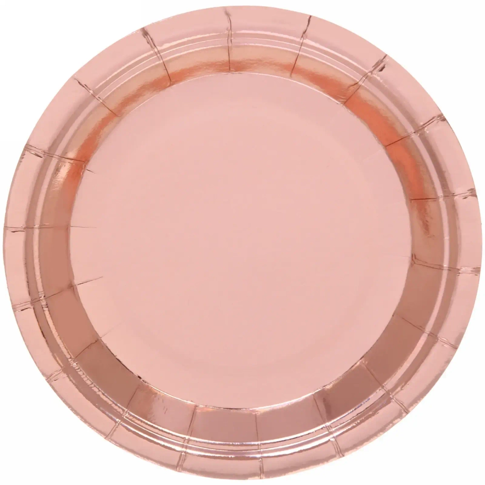 Тарелка бумажная 18 см в наборе 10 шт «Диско», Розовое золото