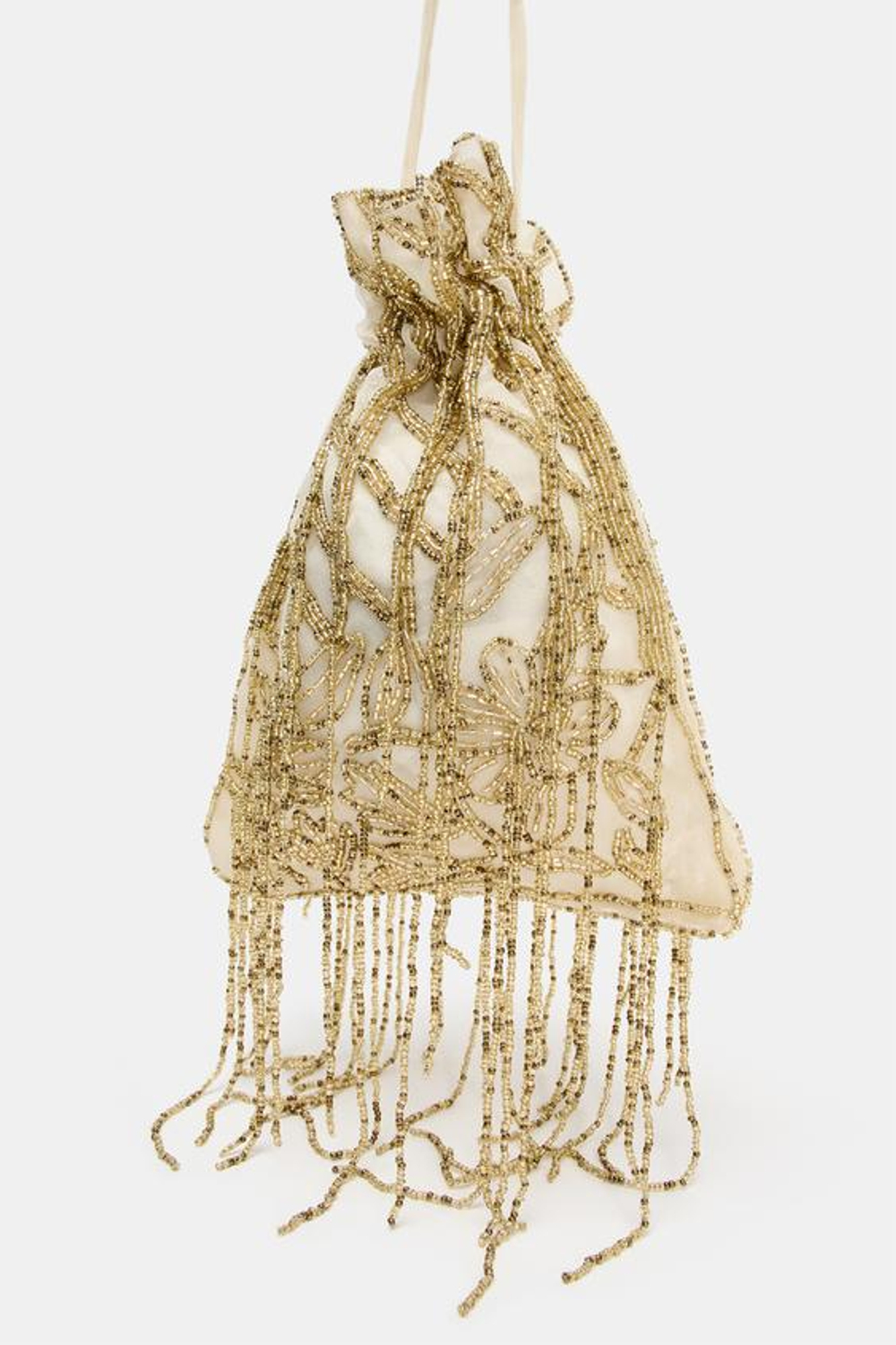 ZARA СУМКА-МЕШОК СО СБОРКАМИ И ПАЙЕТКАМИ, ЗОЛОТИСТЫЙ