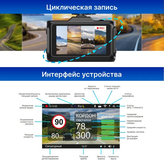 Видеорегистратор с радар-детектором - TrendVision Combo F10 CPL