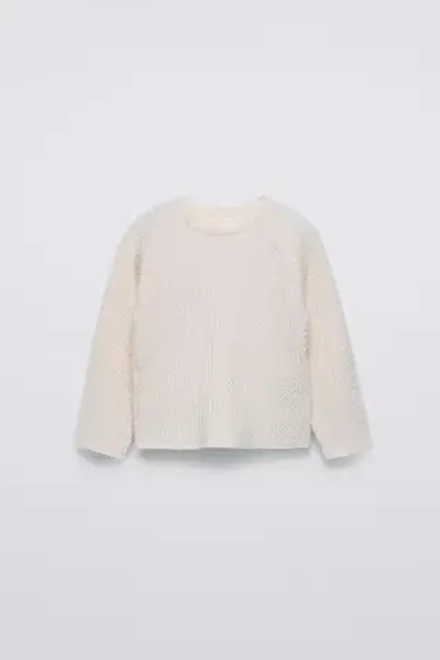 ZARA СВИТЕР С УЗОРОМ «КОСЫ», ЭКРЮ