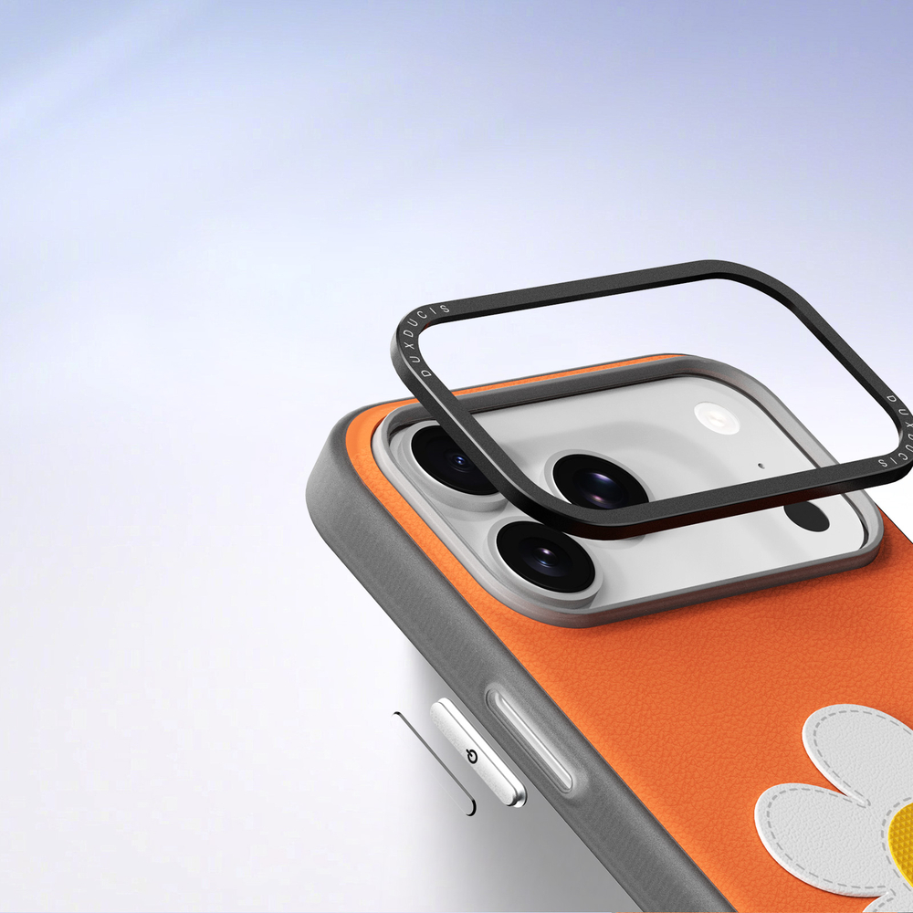 Чехол оранжевого цвета (Daisy Edition) для смартфона iPhone 17 Pro, серия Luvy Series (со съемным ремешком) от Dux Ducis