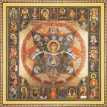 Икона БМ "Неопалимая Купина" и Собор Богородицы, рама 28х28, в коробке