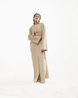 Платье со съемным лифом-бра бежевый