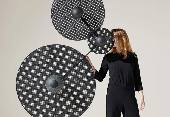 Торшер Artic с дисками из черного ротанга 1125 Ø30, Ø60, Ø90 см