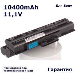 Аккумулятор iBatt 10400mAh, для VGN-FW21L VGN-FW230J VGN-NW320F VPC-CW21FX VPC-F11S1R VPC-F12E1R VPC-F12M1R