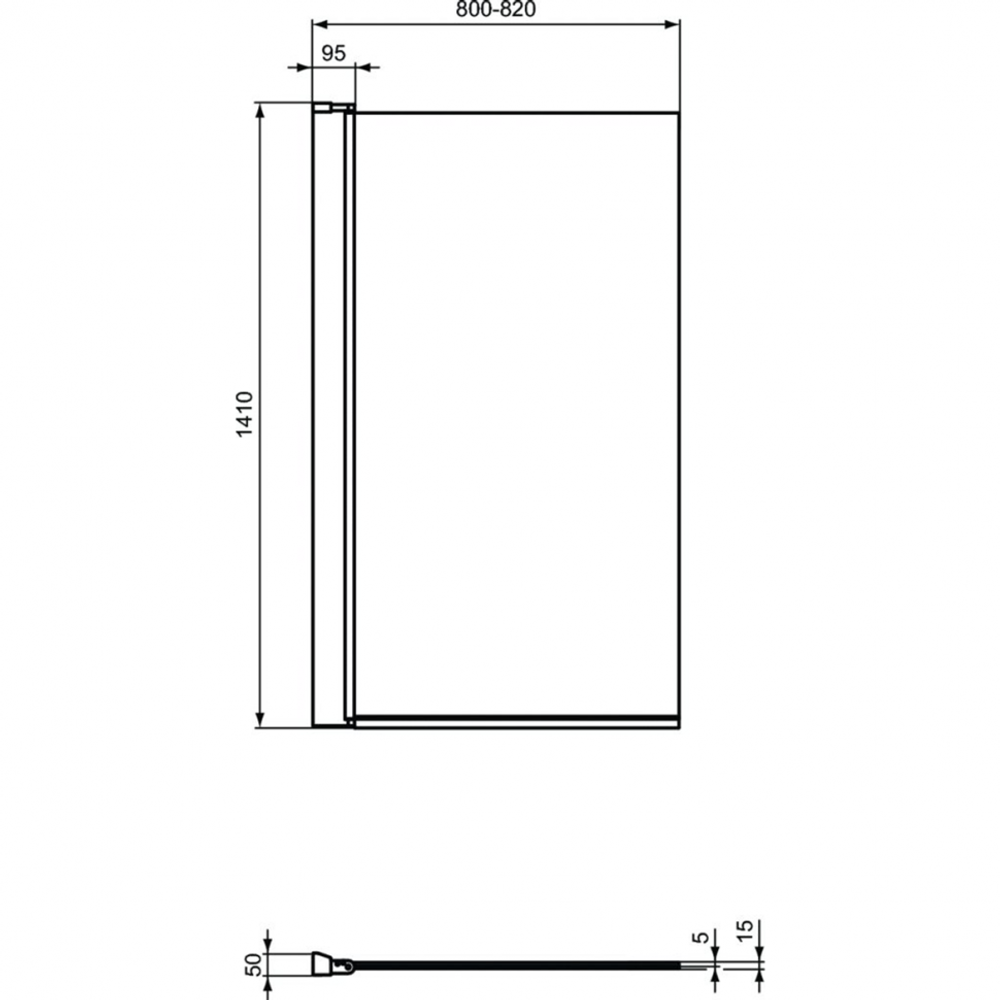 Экран 80x140 см для прямоугольной ванны  Ideal Standard CONNECT 2 T9923V3