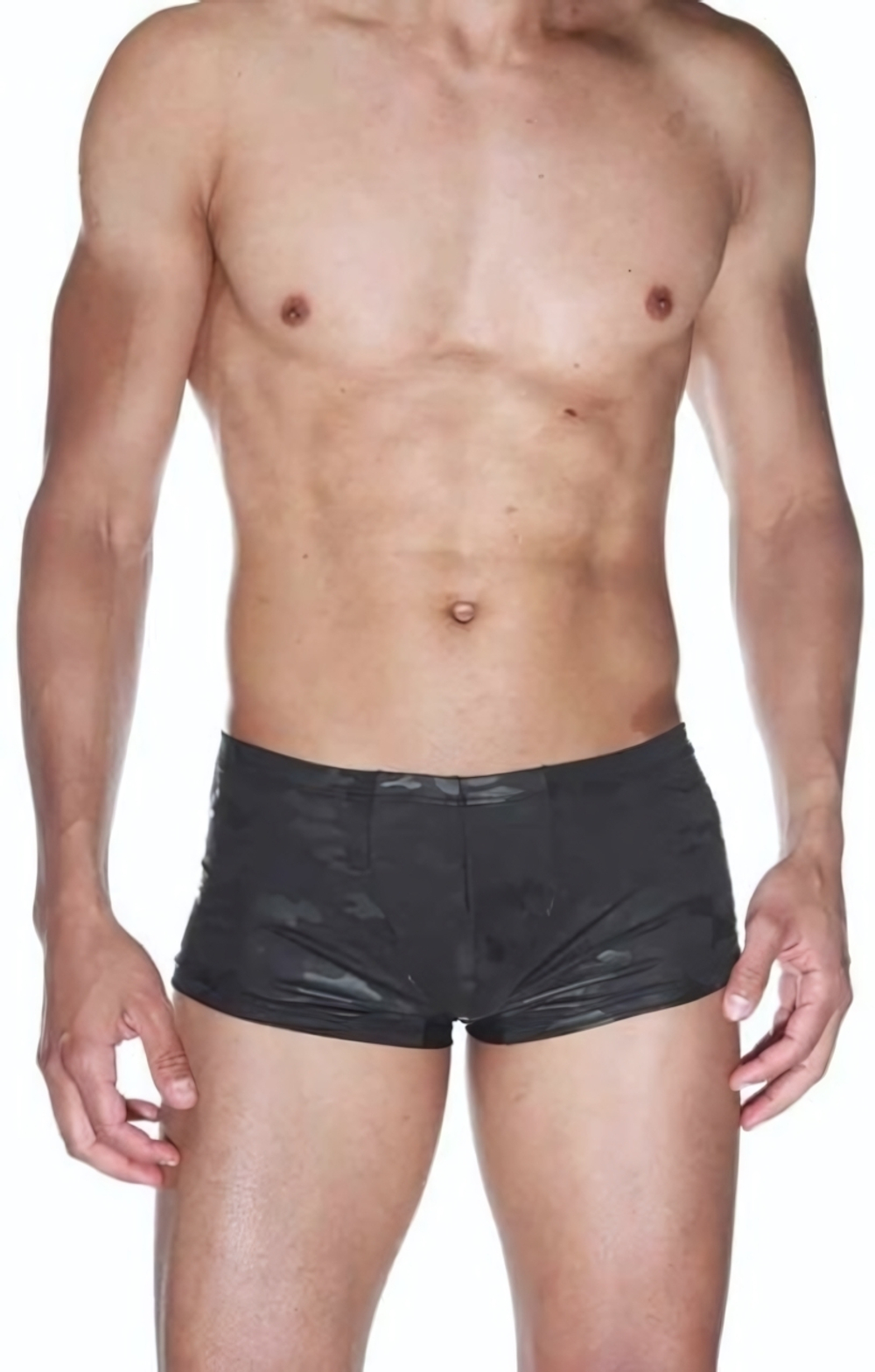 Мужские трусы-хипсы с камуфляжным принтом (Размер: S-M) (Цвет: черный)