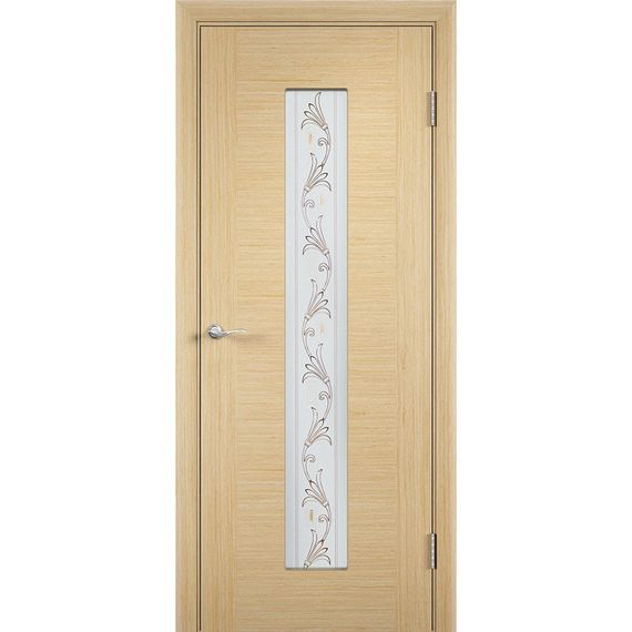 Изображение межкомнатной двери Рондо в цвете белёный дуб со стеклом