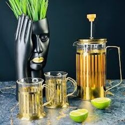 Lenardi 139-032 Френч-пресс 1000мл. и 2 стакана 200мл. в под.уп.(х12)Стекло