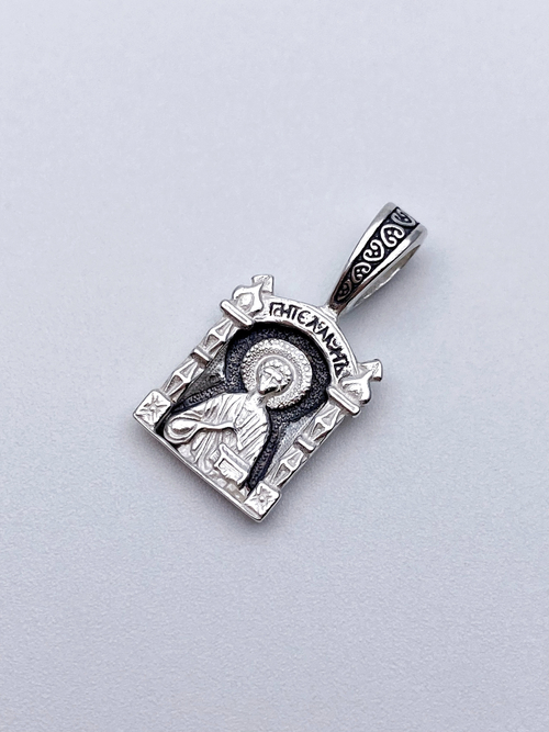 Образок из серебра/Чернение/Пантелеймон