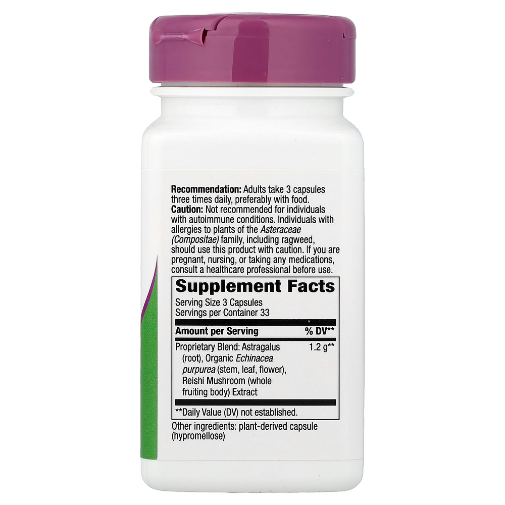 Nature's Way, эхинацея, астрагал и рейши, 100 веганских капсул