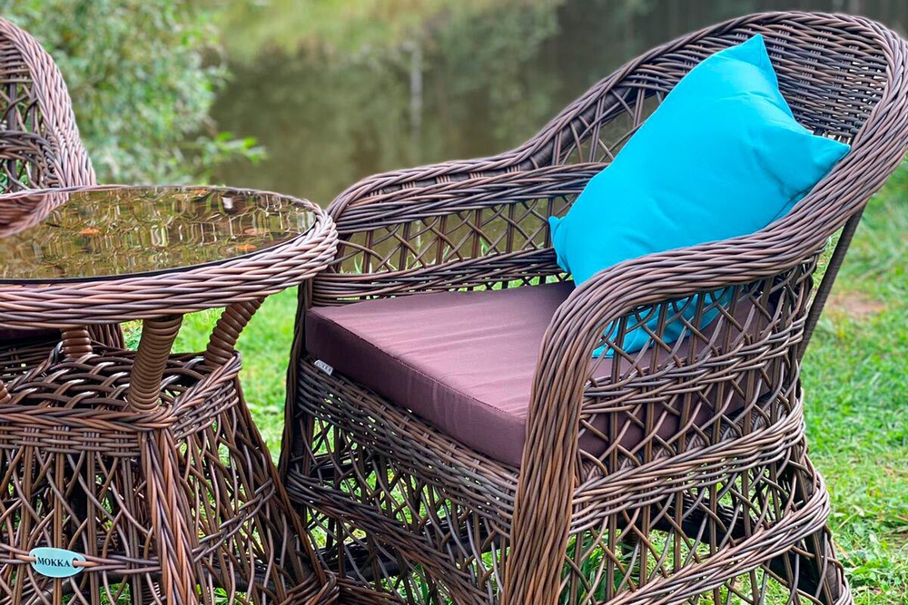 Комплект плетеной мебели МОККА LORETO (стол кофейный круглый, 2 кресла), Бронзовый