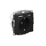 Розетка AtlasDesign 16А с 2-мя заряд. устройствами USB тип A+C 5В/2.4А 2х5В/1.2А механизм карбон SE ATN001032