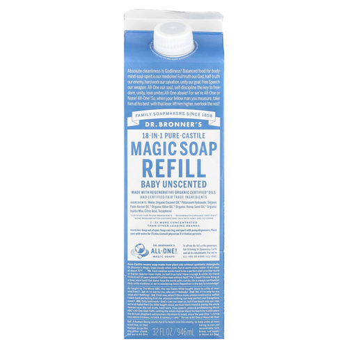 Dr. Bronner's, Pure-Castile Magic Мыло, для детей, 18 в 1, без запаха, 946 мл (32 жидк. унции)
