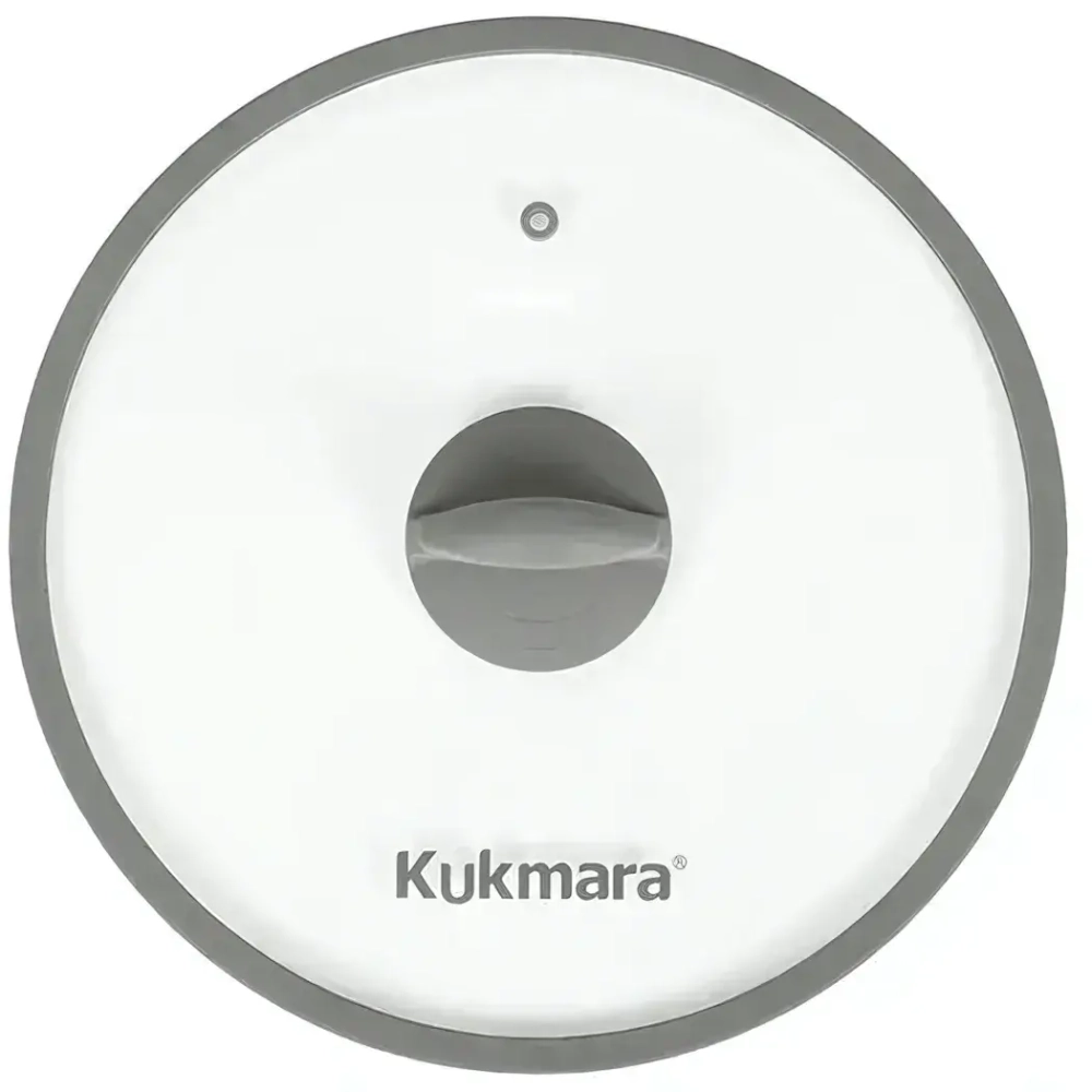 Крышка стеклянная плоская 280мм, с ободом и пароотводом из силикона и бакелитовой ручкой софт-тач цвет серый, деколь серая